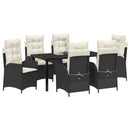 Have Spisebordssæt med pude 7 pcs Sort polyrattan