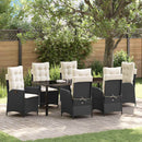 Have Spisebordssæt med pude 7 pcs Sort polyrattan