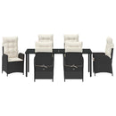 Have Spisebordssæt med pude 7 pcs Sort polyrattan