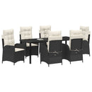Have Spisebordssæt med pude 7 pcs Sort polyrattan
