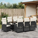Have Spisebordssæt med pude 9 pcs Sort polyrattan