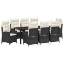 Have Spisebordssæt med pude 9 pcs Sort polyrattan