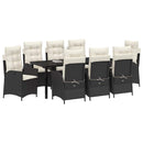 Have Spisebordssæt med pude 9 pcs Sort polyrattan