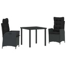 Have Spisebordssæt med pude 3 pcs Sort polyrattan