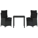 Have Spisebordssæt med pude 3 pcs Sort polyrattan