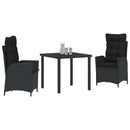 Have Spisebordssæt med pude 3 pcs Sort polyrattan