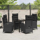Have Spisebordssæt med pude 5 pcs Sort polyrattan