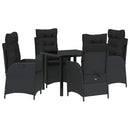 Have Spisebordssæt med pude 5 pcs Sort polyrattan