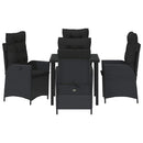 Have Spisebordssæt med pude 5 pcs Sort polyrattan