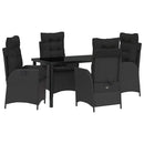 Have Spisebordssæt med pude 5 pcs Sort polyrattan