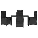 Have Spisebordssæt med pude 5 pcs Sort polyrattan