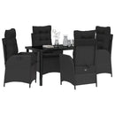 Have Spisebordssæt med pude 5 pcs Sort polyrattan