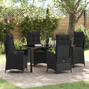 Have Spisebordssæt med pude 5 pcs Sort polyrattan