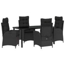 Have Spisebordssæt med pude 5 pcs Sort polyrattan