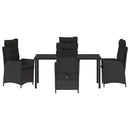 Have Spisebordssæt med pude 5 pcs Sort polyrattan