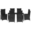 Have Spisebordssæt med pude 7 pcs Sort polyrattan