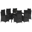 Have Spisebordssæt med pude 7 pcs Sort polyrattan