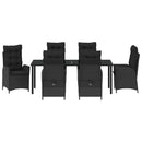 Have Spisebordssæt med pude 7 pcs Sort polyrattan