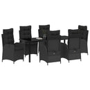 Have Spisebordssæt med pude 7 pcs Sort polyrattan
