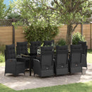 Have Spisebordssæt med pude 9 pcs Sort polyrattan