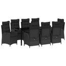 Have Spisebordssæt med pude 9 pcs Sort polyrattan