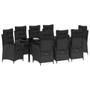 Have Spisebordssæt med pude 9 pcs Sort polyrattan