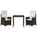 Have Spisebordssæt med pude 3 pcs Brun polyrattan