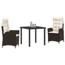 Have Spisebordssæt med pude 3 pcs Brun polyrattan