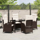 Have Spisebordssæt med pude 5 pcs Brun polyrattan