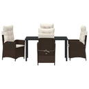 Have Spisebordssæt med pude 5 pcs Brun polyrattan