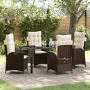 Have Spisebordssæt med pude 5 pcs Brun polyrattan