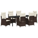 Have Spisebordssæt med pude 7 pcs Brun polyrattan
