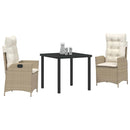 Have Spisebordssæt med pude 3 pcs Beige polyrattan