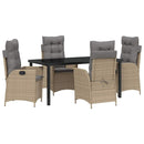 Have Spisebordssæt med pude 5 pcs Beige polyrattan