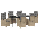 Have Spisebordssæt med pude 7 pcs Beige polyrattan