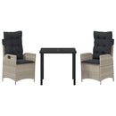 Have Spisebordssæt med pude 3 pcs Lysegrå polyrattan