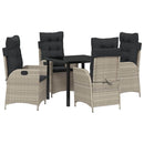 Have Spisebordssæt med pude 5 pcs Lysegrå polyrattan