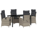 Have Spisebordssæt med pude 5 pcs Lysegrå polyrattan