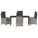 Have Spisebordssæt med pude 5 pcs Lysegrå polyrattan