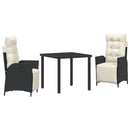 Have Spisebordssæt med pude 3 pcs Sort polyrattan