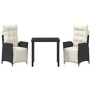 Have Spisebordssæt med pude 3 pcs Sort polyrattan