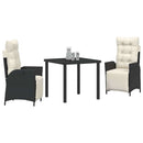 Have Spisebordssæt med pude 3 pcs Sort polyrattan