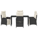Have Spisebordssæt med pude 5 pcs Sort polyrattan