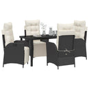 Have Spisebordssæt med pude 5 pcs Sort polyrattan