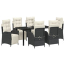 Have Spisebordssæt med pude 7 pcs Sort polyrattan