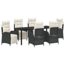 Have Spisebordssæt med pude 7 pcs Sort polyrattan