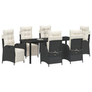 Have Spisebordssæt med pude 7 pcs Sort polyrattan