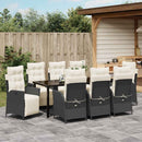 Have Spisebordssæt med pude 9 pcs Sort polyrattan