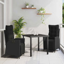 Have Spisebordssæt med pude 3 pcs Sort polyrattan