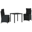 Have Spisebordssæt med pude 3 pcs Sort polyrattan
